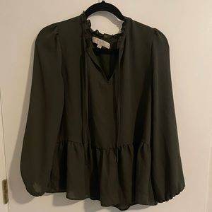 Loft Tulip Tie neck Peplum Blouse